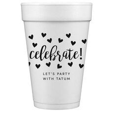 Confetti Hearts Celebrate Styrofoam Cups