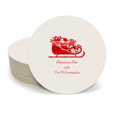 Victorian Sleigh with Presents Round Coasters