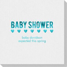 Baby Shower with Hearts Linen Like Napkins