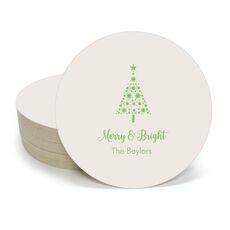 Starred Christmas Tree Round Coasters