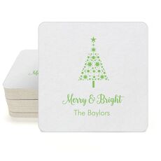 Starred Christmas Tree Square Coasters