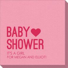 Baby Shower with Heart Linen Like Napkins