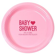 Baby Shower with Heart Plastic Plates