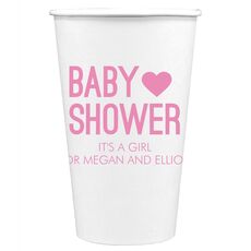 Baby Shower with Heart Paper Coffee Cups
