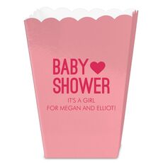Baby Shower with Heart Mini Popcorn Boxes