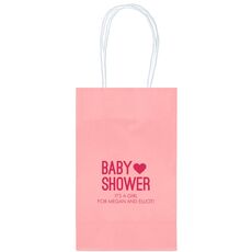 Baby Shower with Heart Medium Twisted Handled Bags