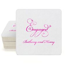 Elegant Engaged Square Coasters