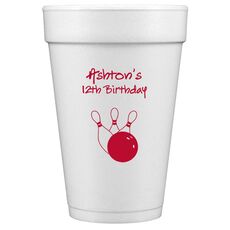 Bowling Ball & Pins Styrofoam Cups