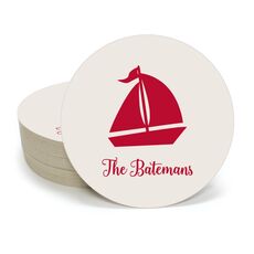 Sailboat Silhouette Round Coasters