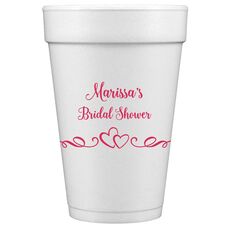 Two Hearts on a Vine Styrofoam Cups