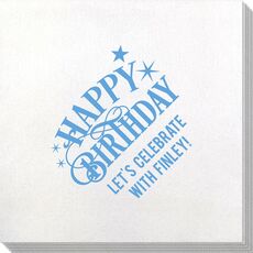 Happy Birthday with Stars Bamboo Luxe Napkins
