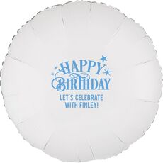 Happy Birthday with Stars Mylar Balloons