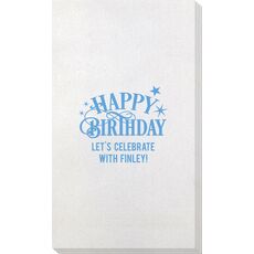 Happy Birthday with Stars Bamboo Luxe Guest Towels