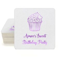 Sprinkled Cupcake Square Coasters