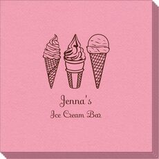 Ice Cream Cone Trio Linen Like Napkins