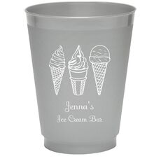 Ice Cream Cone Trio Colored Shatterproof Cups