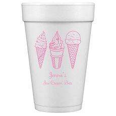 Ice Cream Cone Trio Styrofoam Cups