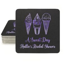 Ice Cream Cone Trio Square Coasters