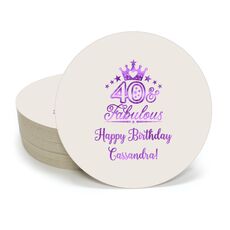 40 & Fabulous Crown Round Coasters