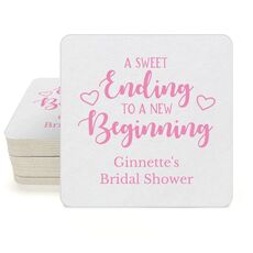 A Sweet Ending to a New Beginning Square Coasters