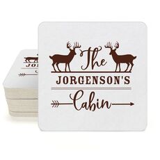 Family Cabin Square Coasters
