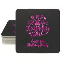 Birthday Girl Square Coasters