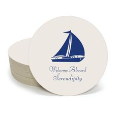 Large Sailboat Round Coasters