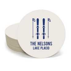 Skis and Poles Round Coasters
