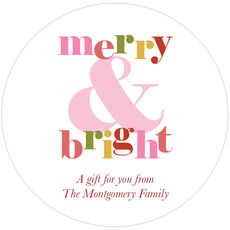 Colorful Merry & Bright Round Gift Stickers