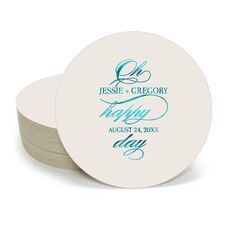 Romantic Oh Happy Day Round Coasters
