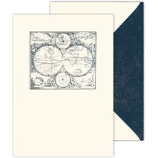 Geographical Orbs Folded Note Cards with Inside Imprint