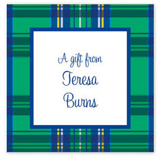 Green Plaid Square Gift Stickers