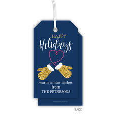 Faux Gold Mittens Vertical Hanging Gift Tags