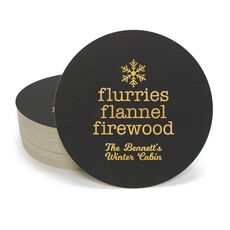 Flurries Flannel Firewood Round Coasters