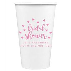 Confetti Hearts Bridal Shower Paper Coffee Cups