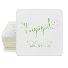 Romantic Engaged Square Coasters