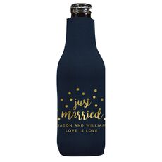 Confetti Dots Just Married Bottle Huggers