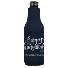 Hand Lettered Happy Hanukkah Bottle Huggers