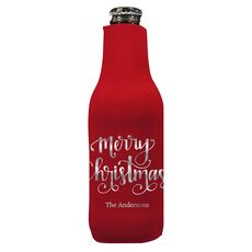 Hand Lettered Merry Christmas Bottle Huggers
