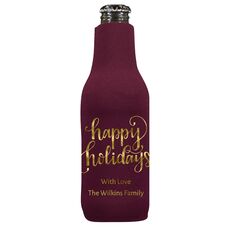 Hand Lettered Happy Holidays Bottle Huggers