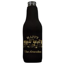 Hand Lettered Sparkle Happy New Year Bottle Huggers