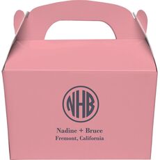 Framed Rounded Monogram with Text Gable Favor Boxes