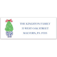 Navy Christmas Holiday Return Address Labels