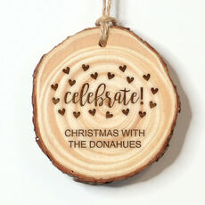 Confetti Hearts Celebrate Real Wood Ornament