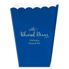 Curly Script Rehearsal Dinner Mini Popcorn Boxes