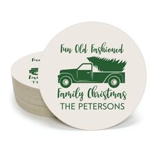 Fun Old Fashion Christmas Round Coasters