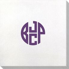 4 Initial Rounded Monogram Bamboo Luxe Napkins