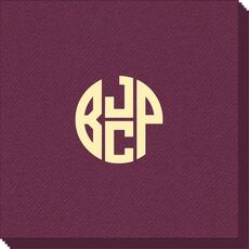 4 Initial Rounded Monogram Linen Like Napkins