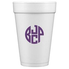 4 Initial Rounded Monogram Styrofoam Cups