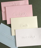 Single Name Embossed Foldover Note Cards